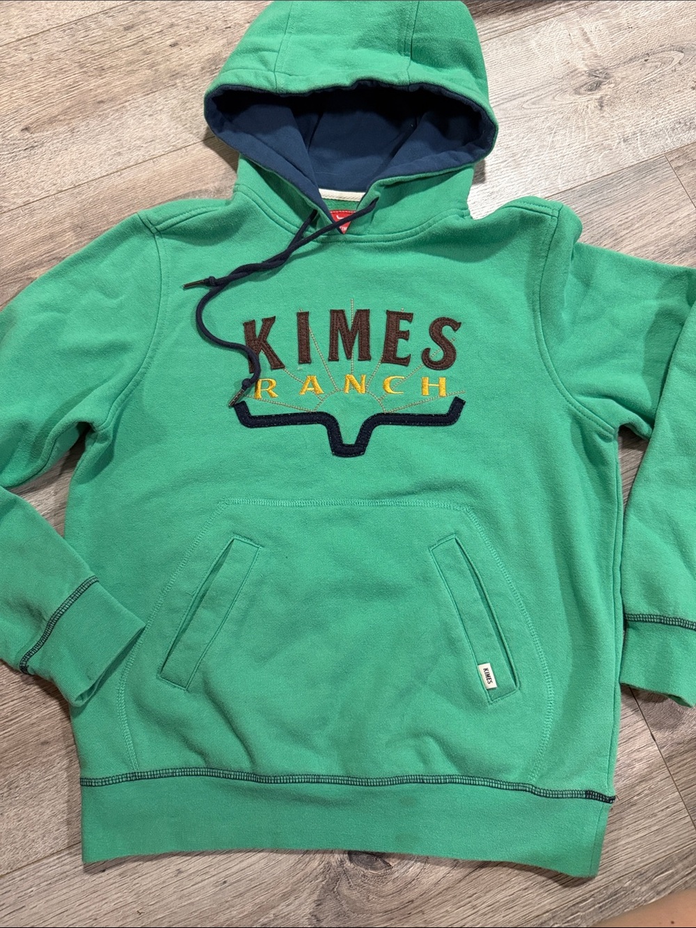 Kimes Ranch Green Hoodie with Navy Lined Hood
